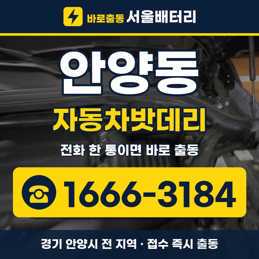 안양시 안양동 자동차밧데리 출장 안내 배너, 전화 1666-3184