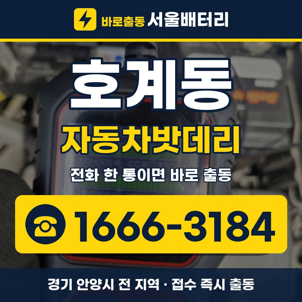 안양시 호계동 자동차밧데리 출장 안내 배너, 전화 1666-3184