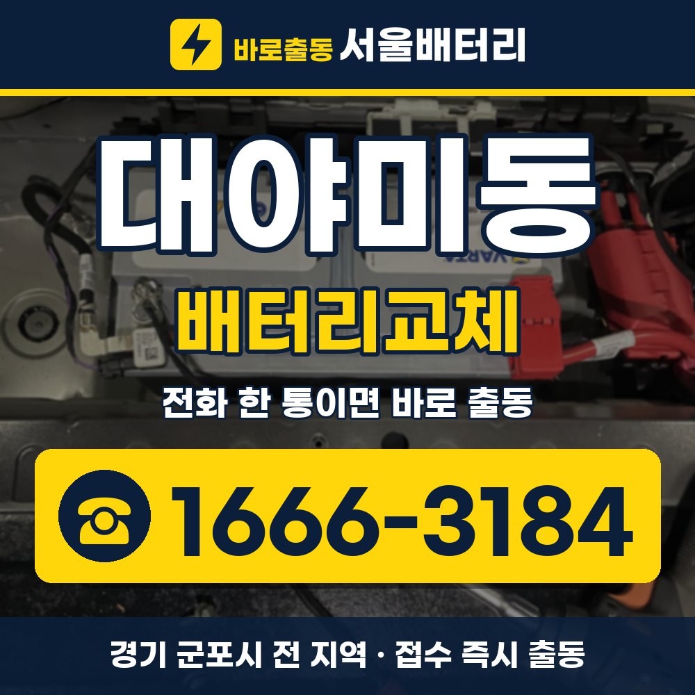 군포시 대야미동 배터리교체 출장 안내 배너, 전화 1666-3184