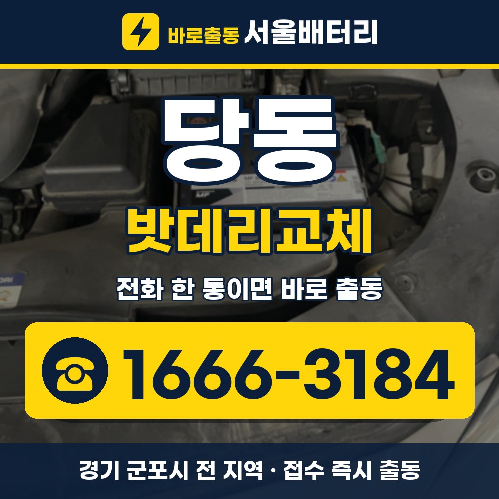 군포시 당동 밧데리교체 출장 안내 배너, 전화 1666-3184