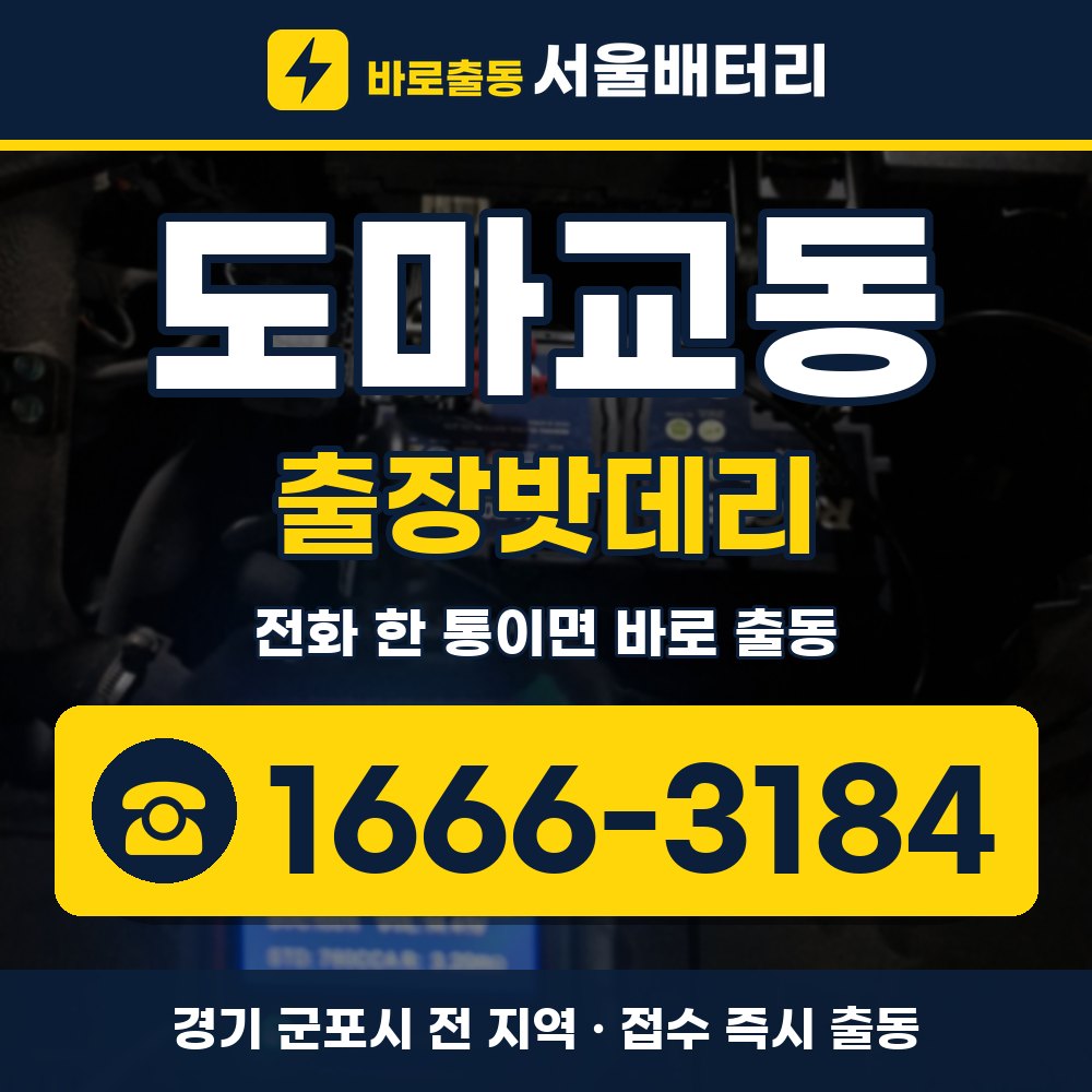 군포시 도마교동 출장밧데리 출장 안내 배너, 전화 1666-3184