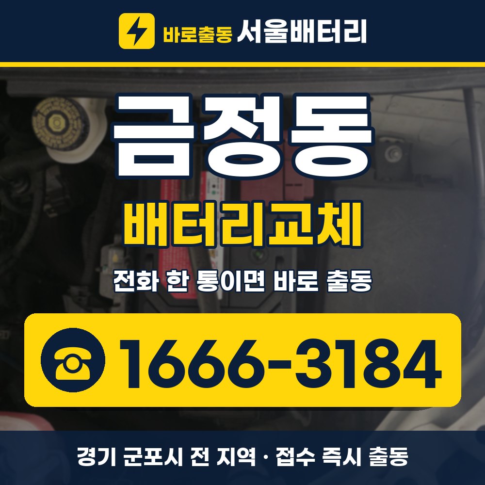 군포시 금정동 배터리교체 출장 안내 배너, 전화 1666-3184