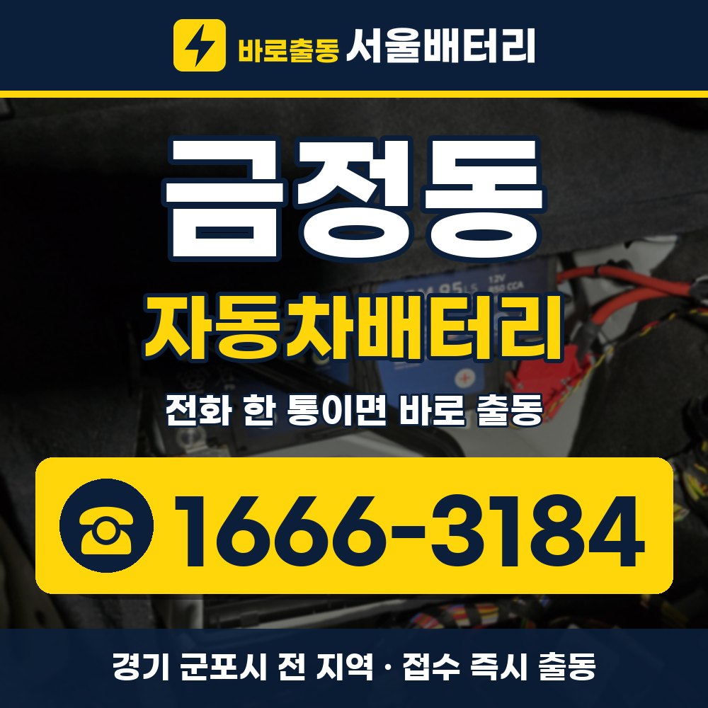 군포시 금정동 자동차배터리 출장 안내 배너, 전화 1666-3184