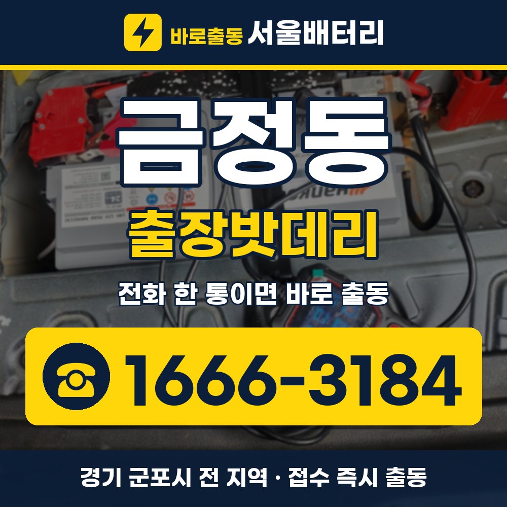 군포시 금정동 출장밧데리 출장 안내 배너, 전화 1666-3184