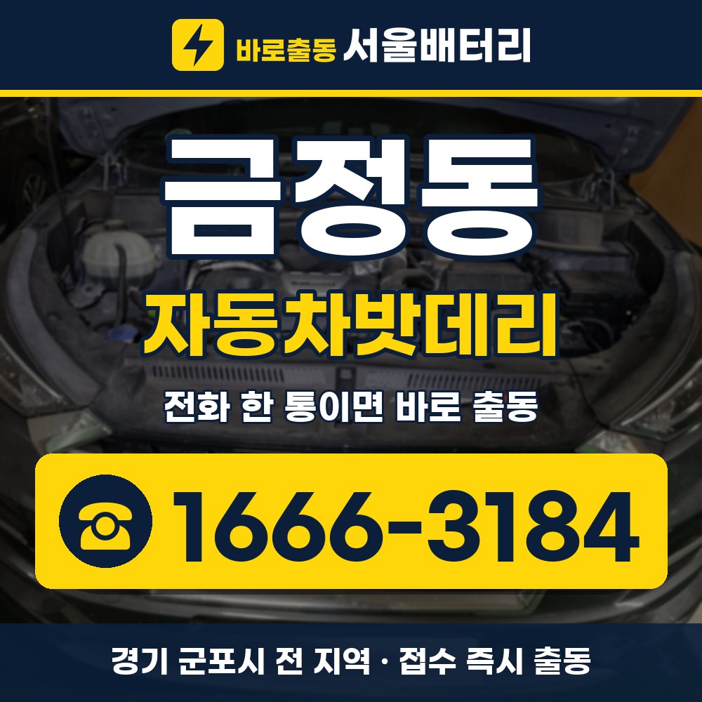 군포시 금정동 자동차밧데리 출장 안내 배너, 전화 1666-3184