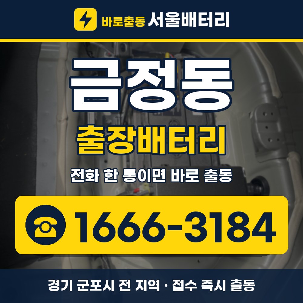 군포시 금정동 출장배터리 출장 안내 배너, 전화 1666-3184