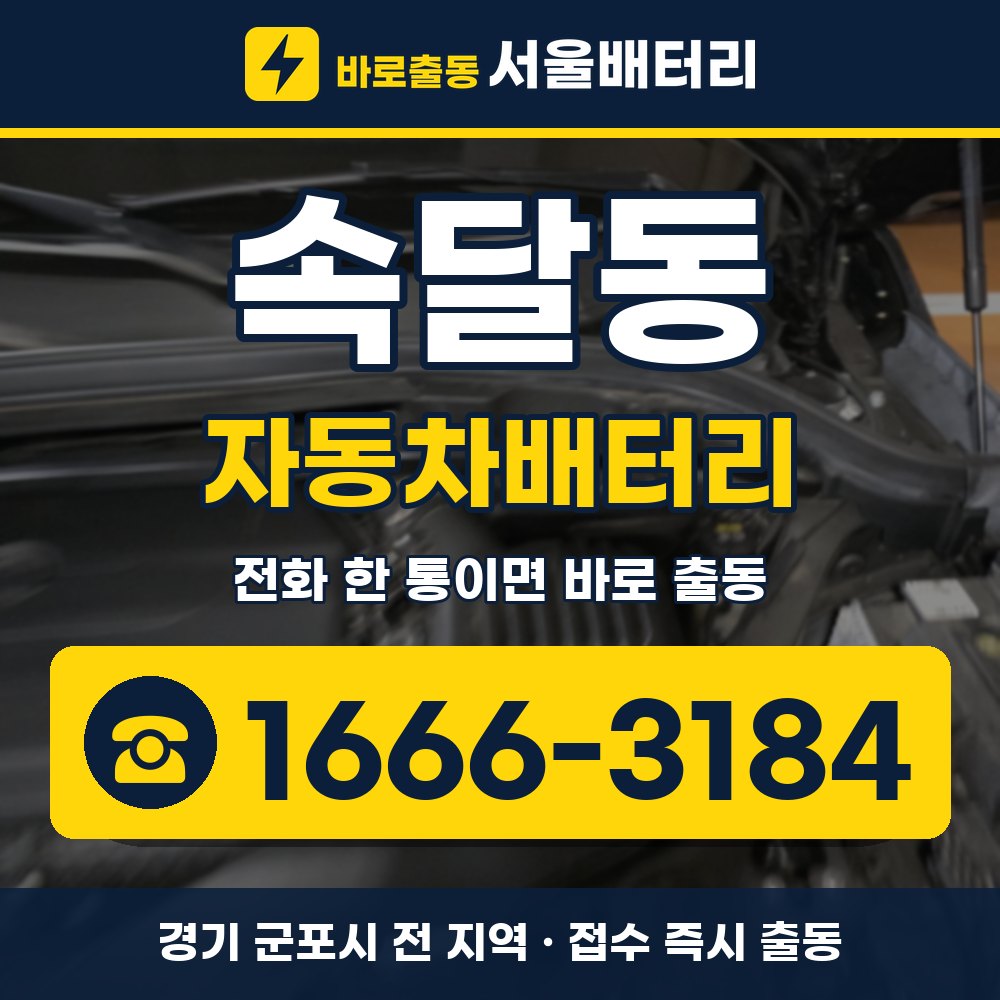 군포시 속달동 자동차배터리 출장 안내 배너, 전화 1666-3184