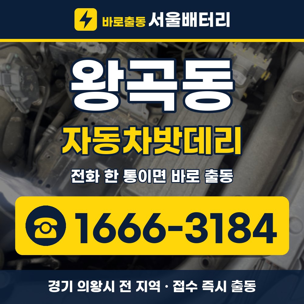 의왕시 왕곡동 자동차밧데리 출장 안내 배너, 전화 1666-3184