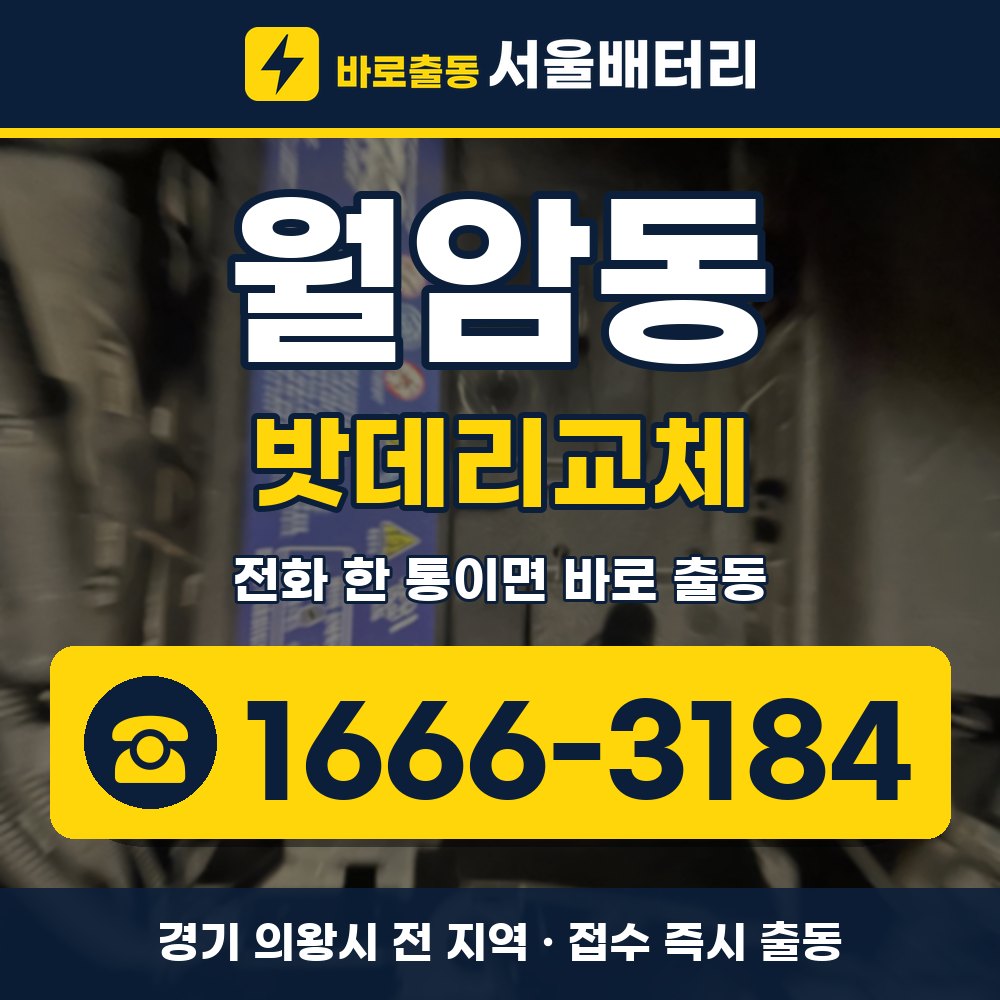 의왕시 월암동 밧데리교체 출장 안내 배너, 전화 1666-3184
