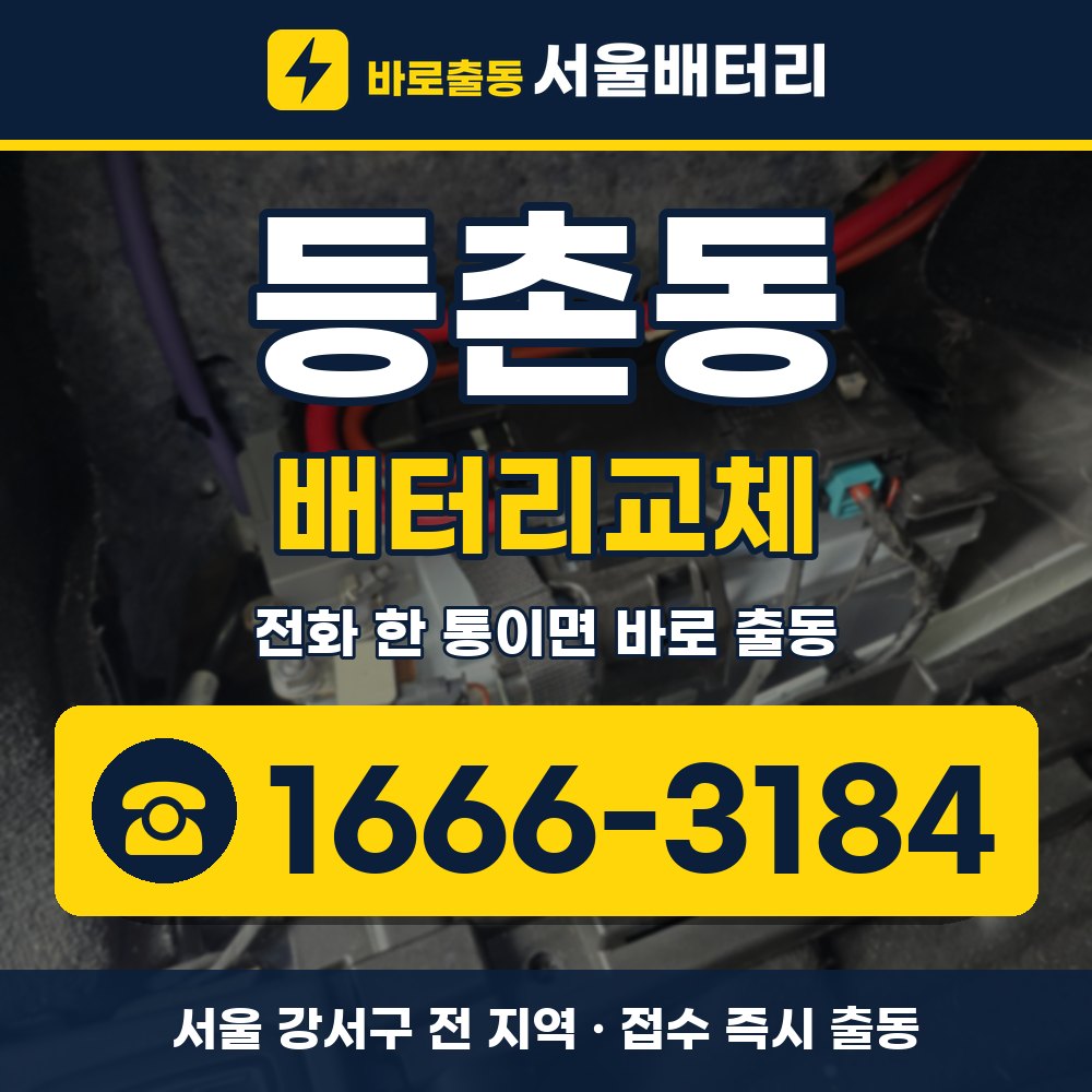 강서구 등촌동 배터리교체 출장 안내 배너, 전화 1666-3184