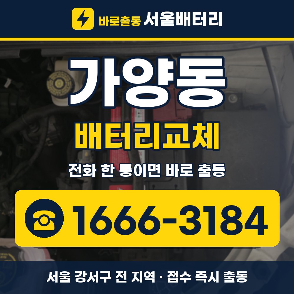 강서구 가양동 배터리교체 출장 안내 배너, 전화 1666-3184