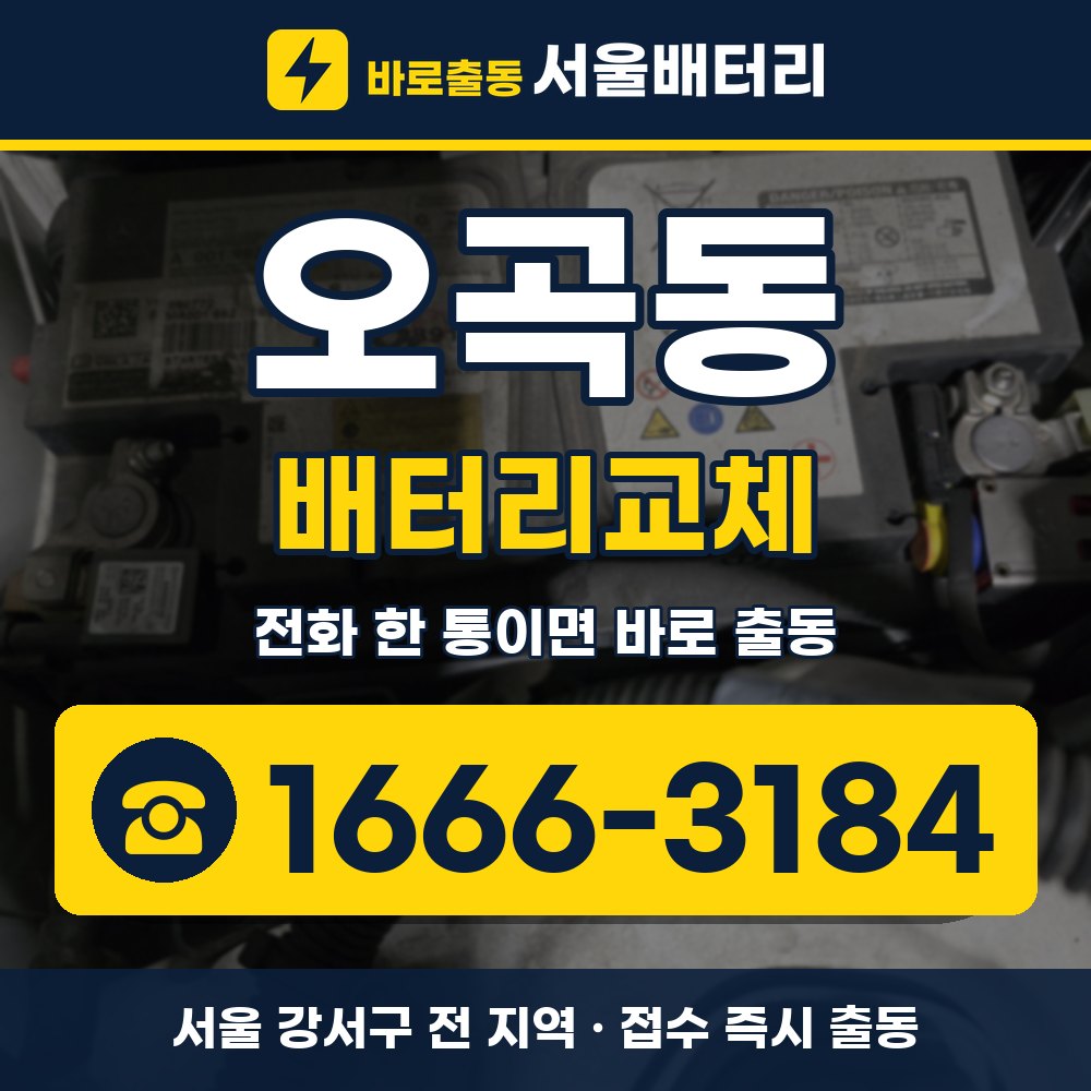 강서구 오곡동 배터리교체 출장 안내 배너, 전화 1666-3184