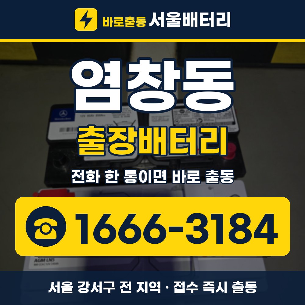 강서구 염창동 출장배터리 출장 안내 배너, 전화 1666-3184