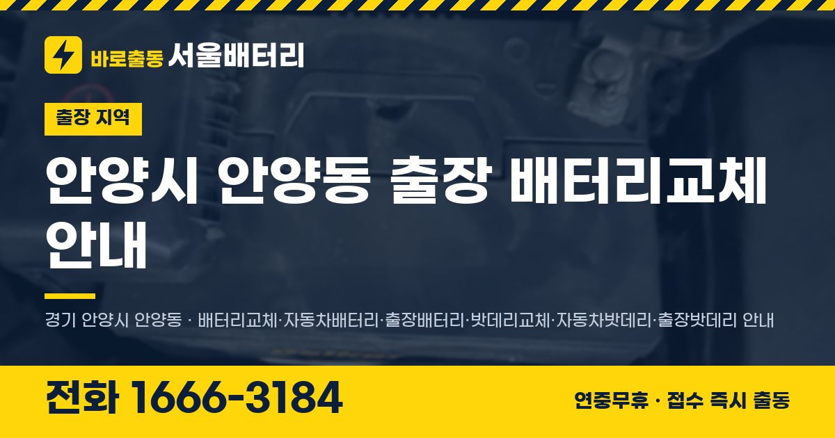 안양시 안양동 출장 배터리교체 안내 이미지, 전화 1666-3184