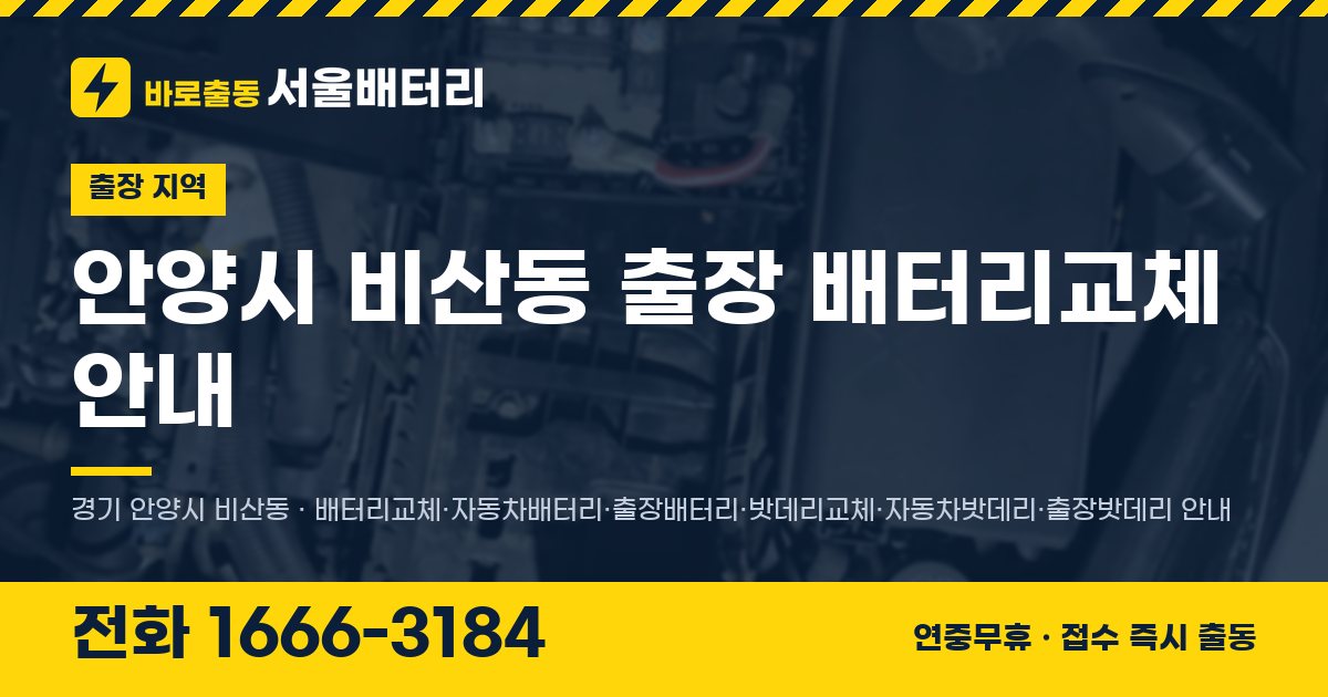 안양시 비산동 출장 배터리교체 안내 이미지, 전화 1666-3184