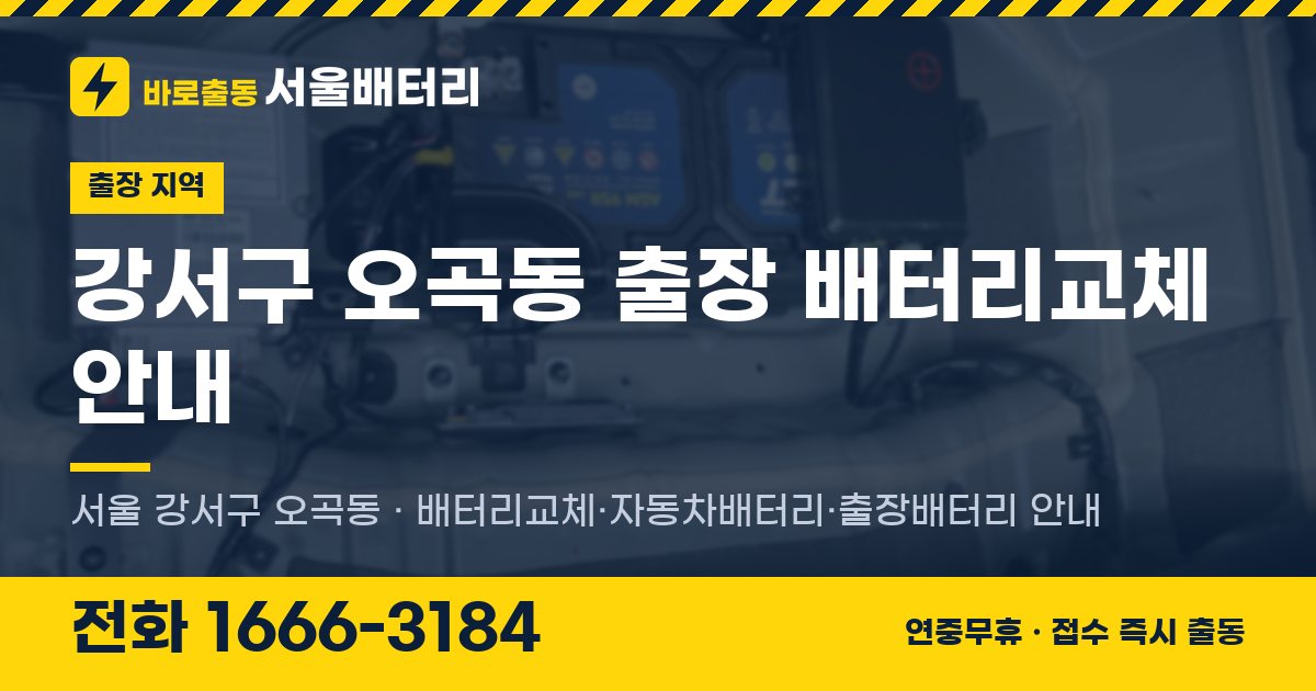강서구 오곡동 출장 배터리교체 안내 이미지, 전화 1666-3184